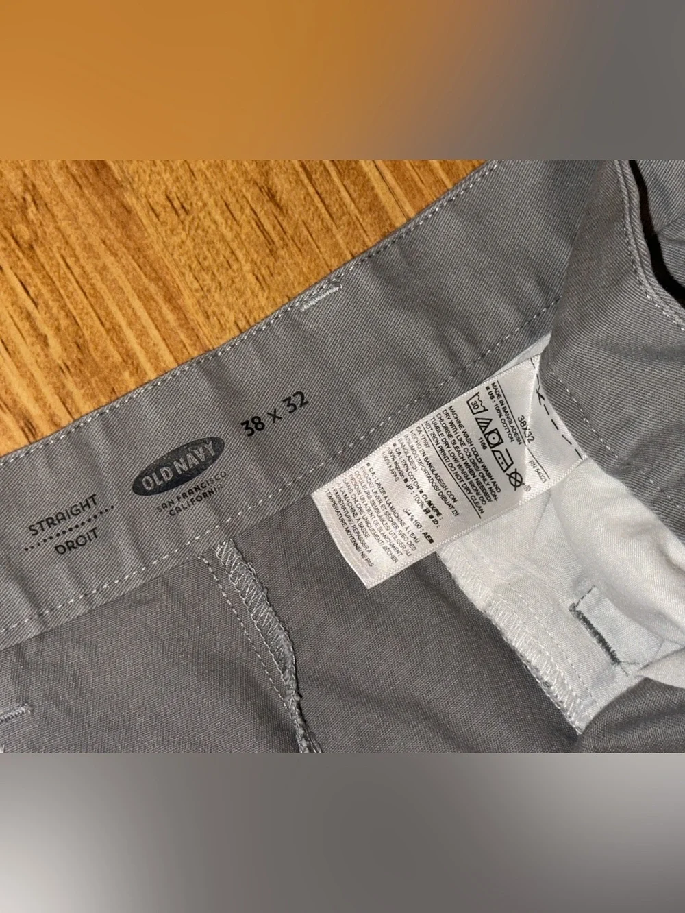 Old Navy Straight Leg Gray Chinos Trousers Pants Men Size 38 X 32